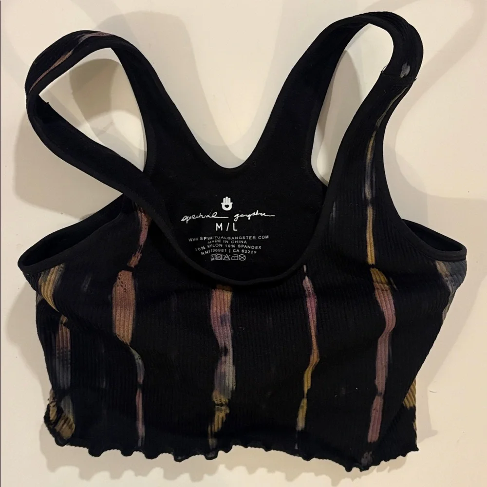 Spiritual Gangster Amor Cropped Tank & Love Sculpt Legging Set; Black Tie Dye - Picture 5 of 8